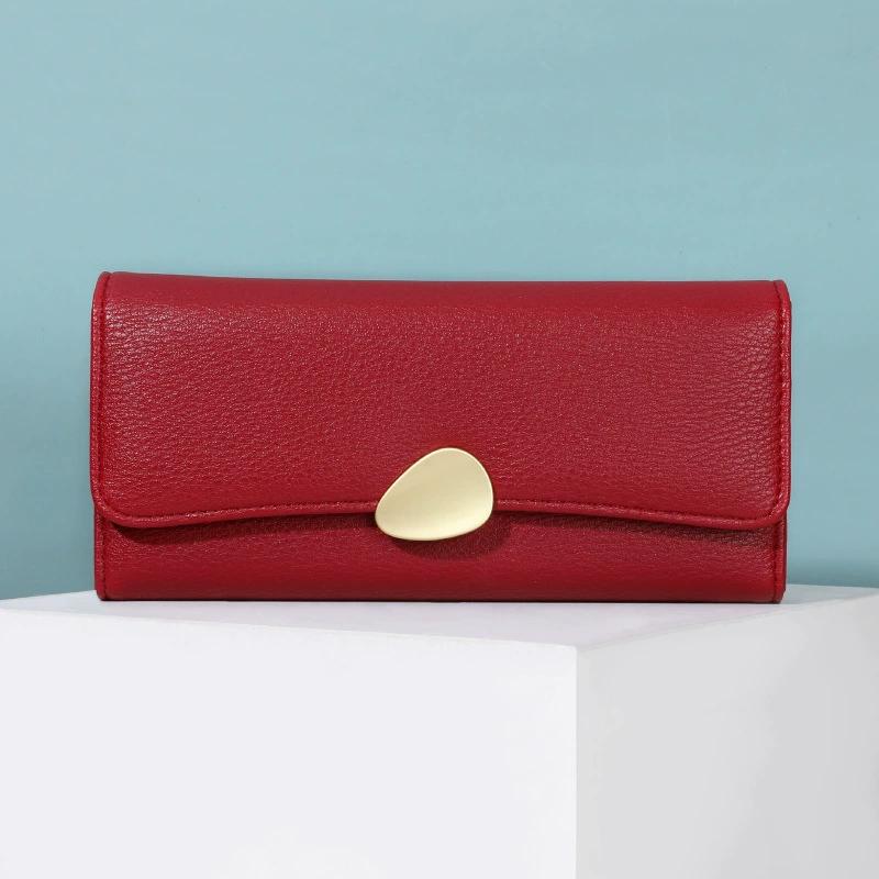 1Pc PU Leather Wallets For Women Card Holder Purses Women's Long Folding Wallet With Zip Coin Pocket