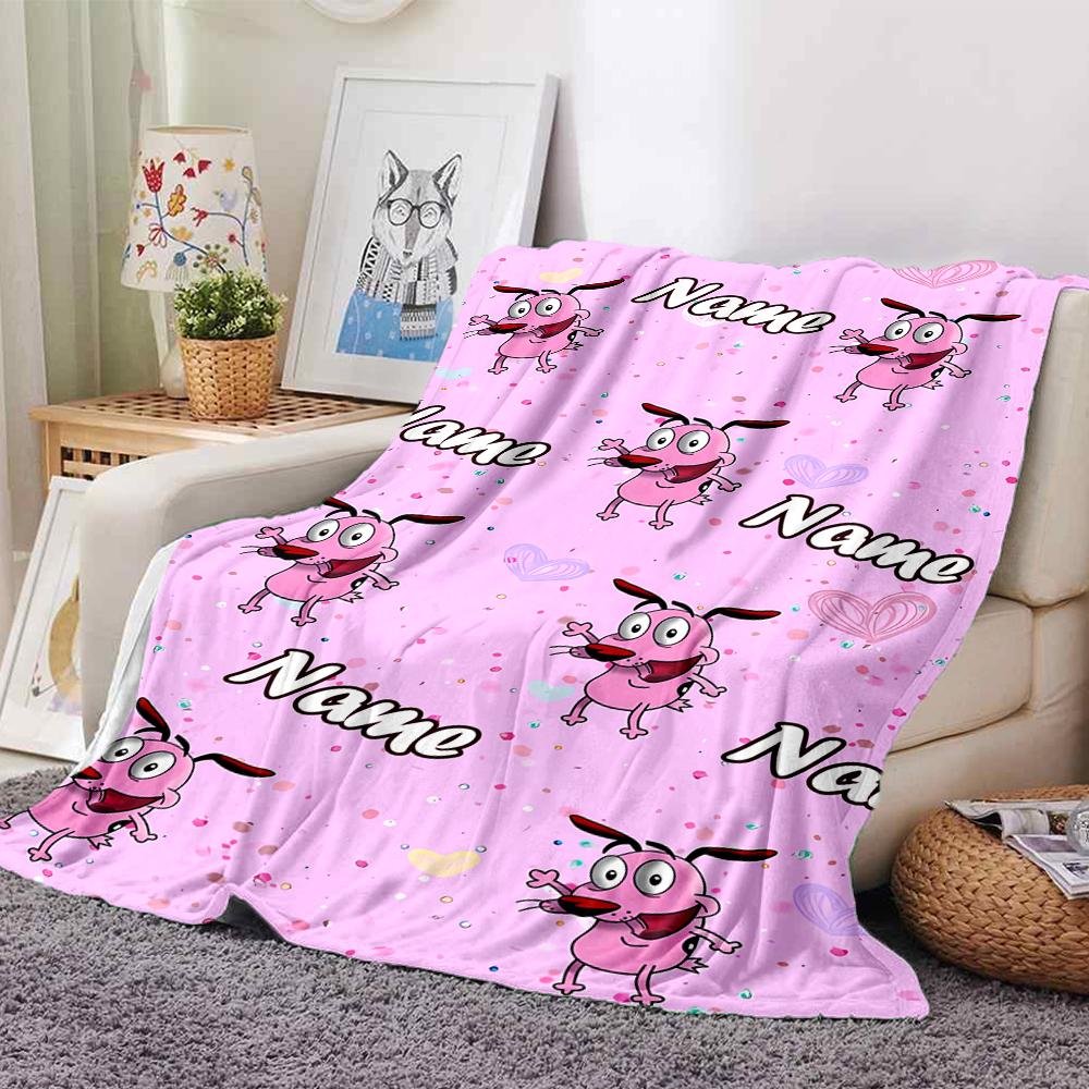 Customiz Name Personality Courage the Cowardly Dog Blanket Soft &Warm Sofa Office Bed Travel Lunch Break Blanket, Gift Suitable All Seasons