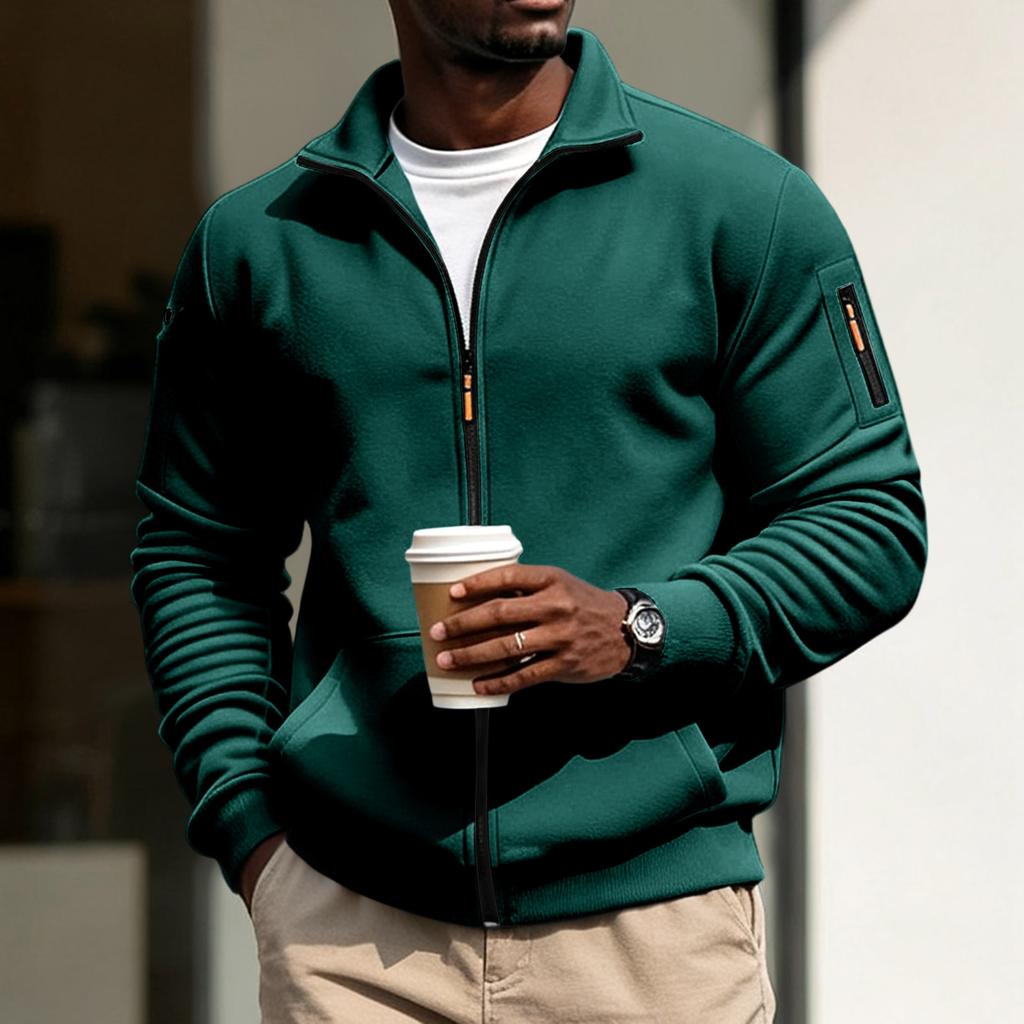 Men's Zip-Up Jacket with Multiple Pockets for Running Fitness Casual Wear
