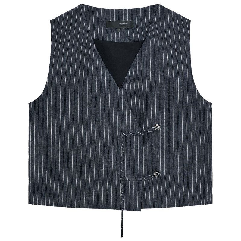 Zaprha 2025 Summer New Fashionable Western Style Lightweight Stripe Linen Blend Vest Vest 3620530