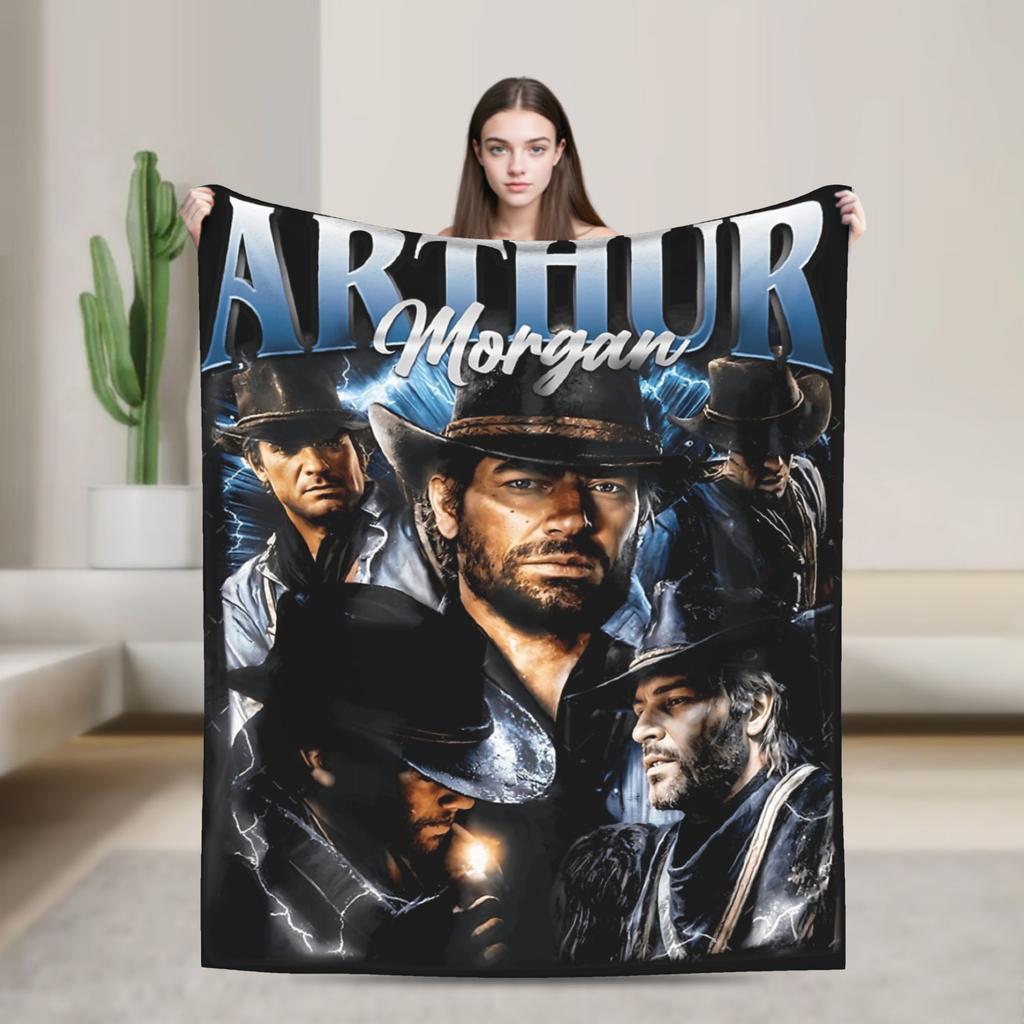 Arthur Morgan West Cowboy Action King Game Character Blanket Red Dead Redemption Plush Bedding Throws For Bedroom Flannel Cover
