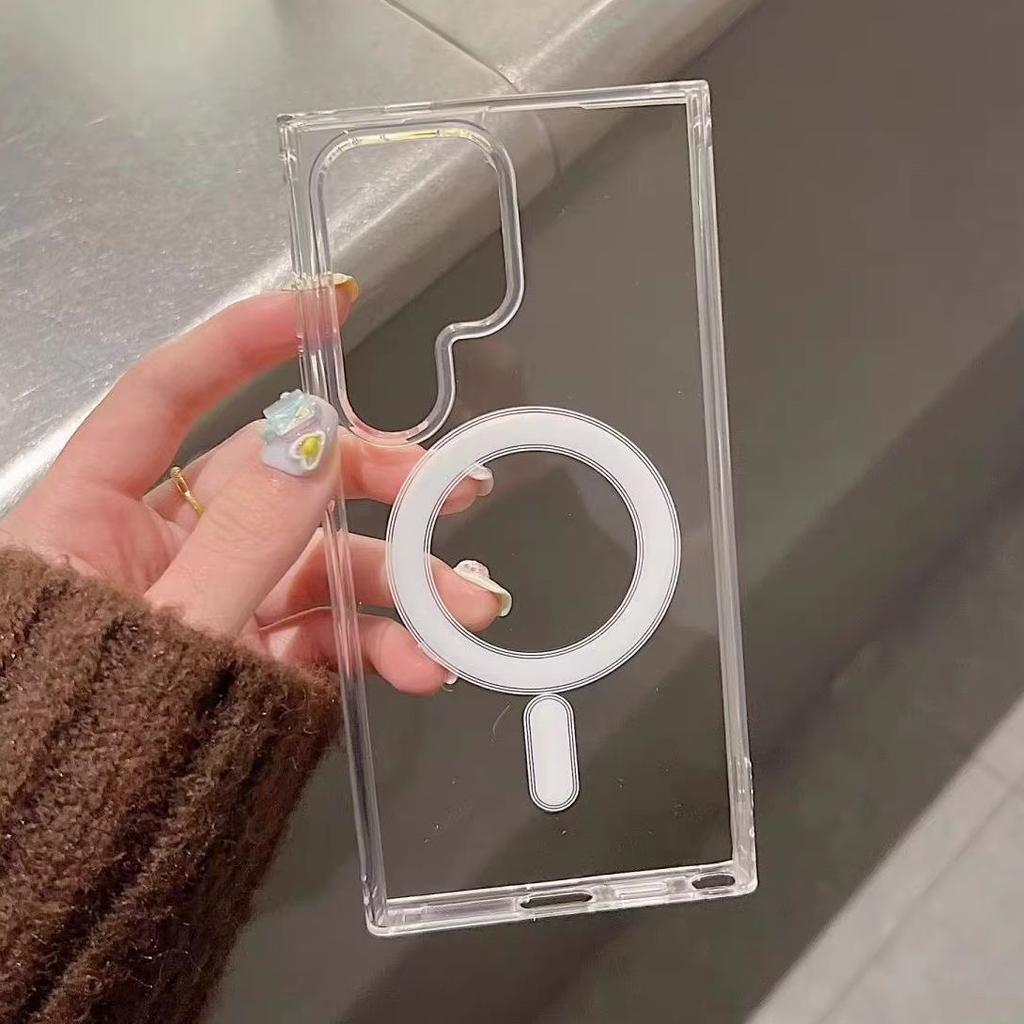 For Magsafe Magnetic Clear Acrylic Case For Samsung S26 S25 Edge S24 S23 S22 S21 20 FE Note 20 Ultra 10 Plus A56 A36 A16 A06 A55