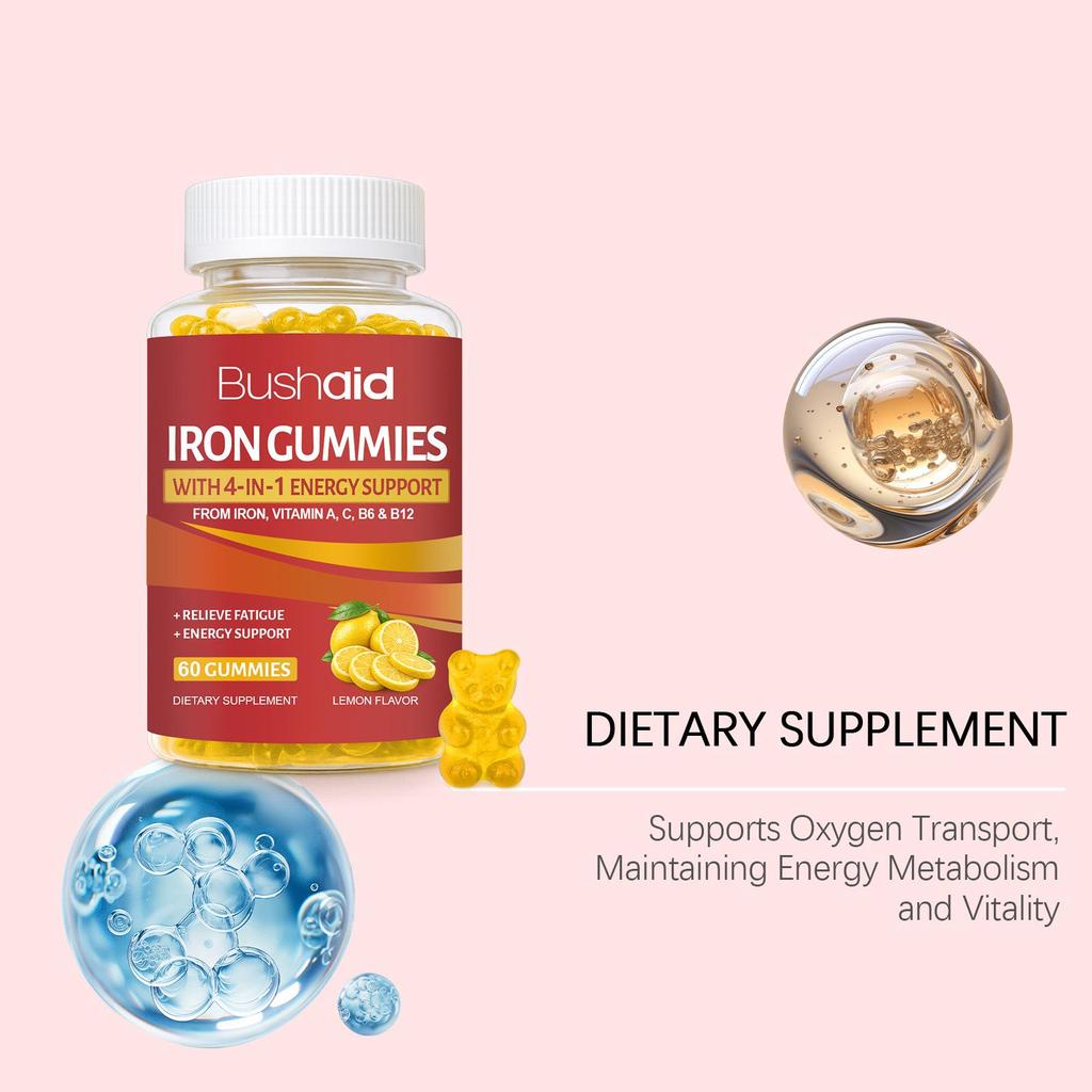 BUSHAID Iron Support Gummies: Daily Supplement for Optimal Iron Absorption.