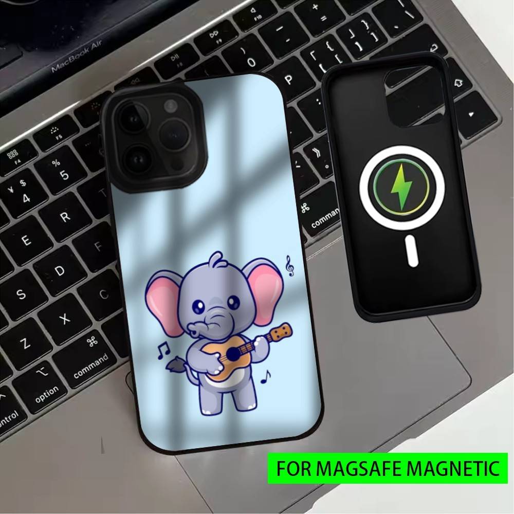Cute Cartoon elephant Phone Case For iPhone17,16,15,14,13,12,11 Plus,Pro Max Magnetic For Magsafe Wireless Charging