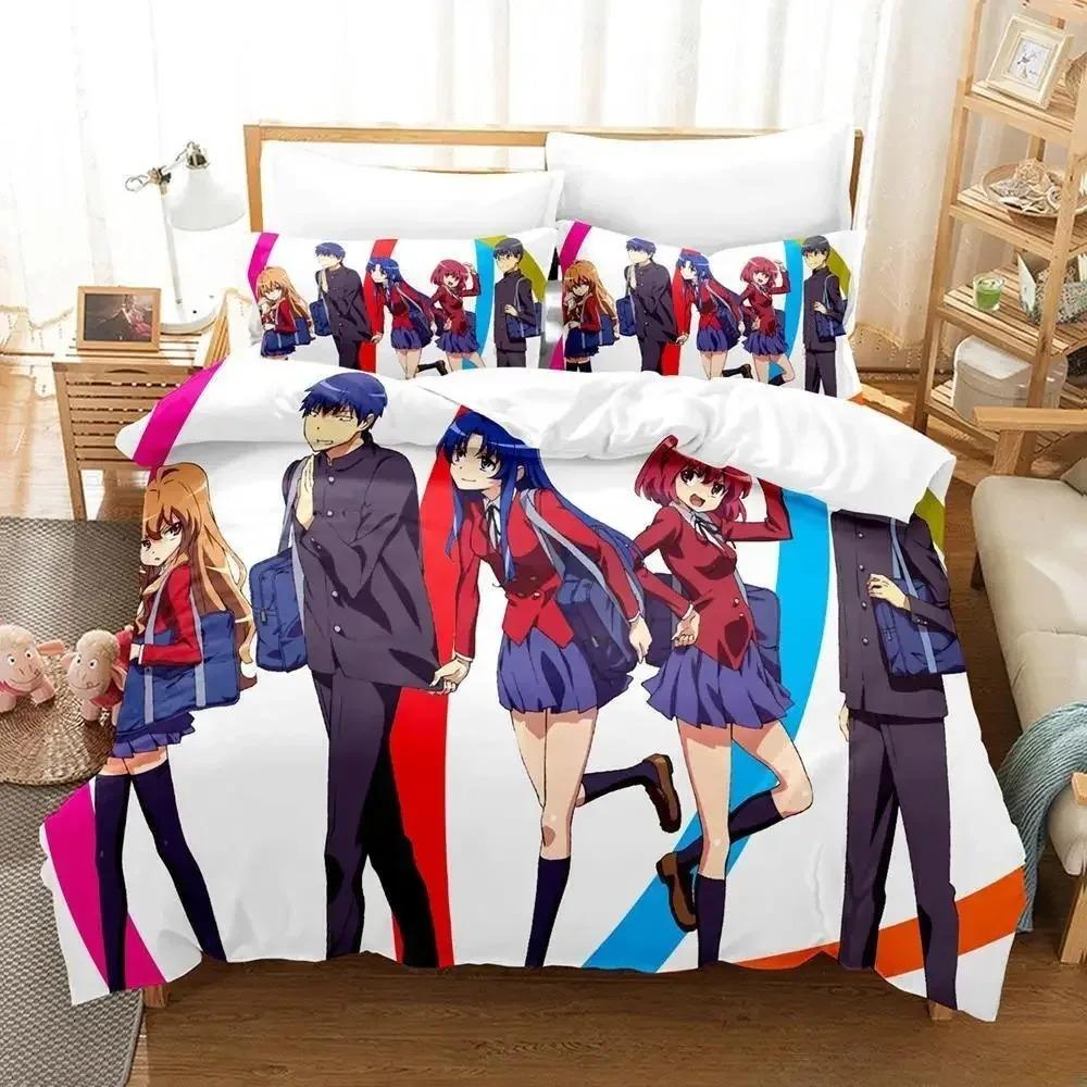 Toradora Bedding Set Single Twin Full Queen King Size Bed Set Adult Kid Bedroom Duvet Cover Sets 3D Print Anime Bed Sheet Set