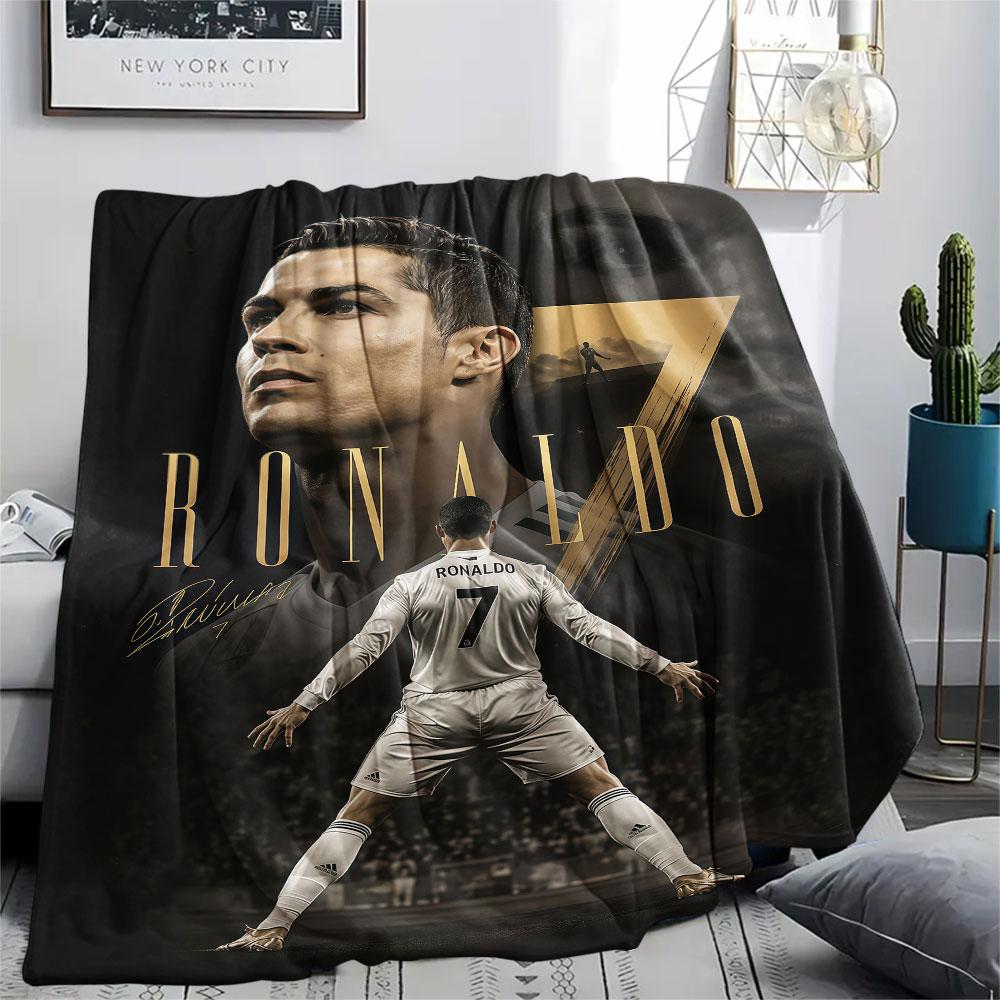 1PC Cristiano Ronaldo Patterned Flannel Blanket Suitable For All Seasons for Home Decor Warmth and Comfort Gifts Holiday Present