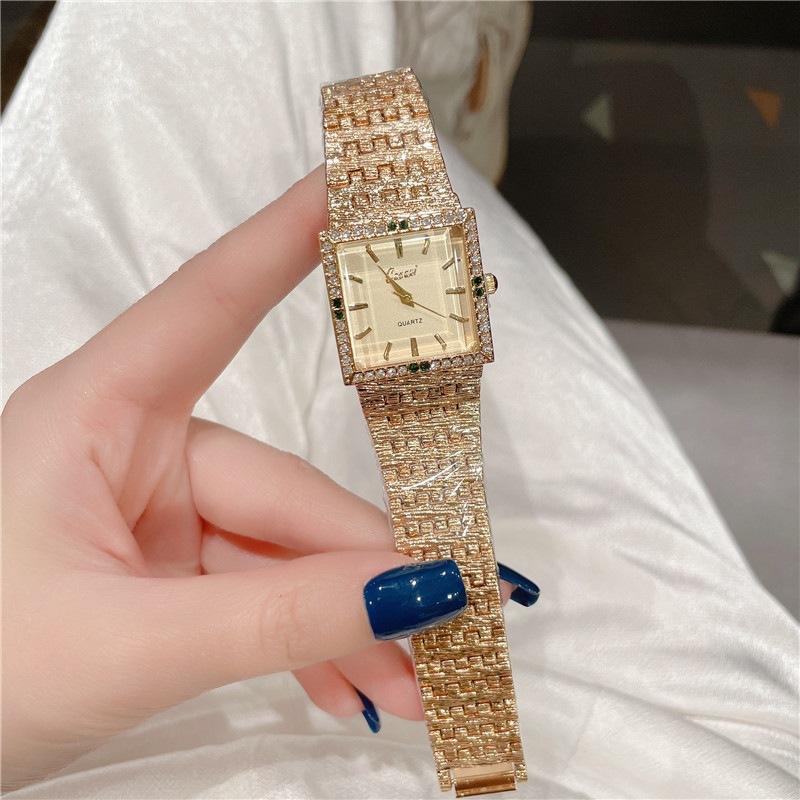 Cacaxi Vintage Square Watch Ladies Fashion Green Diamond Watch