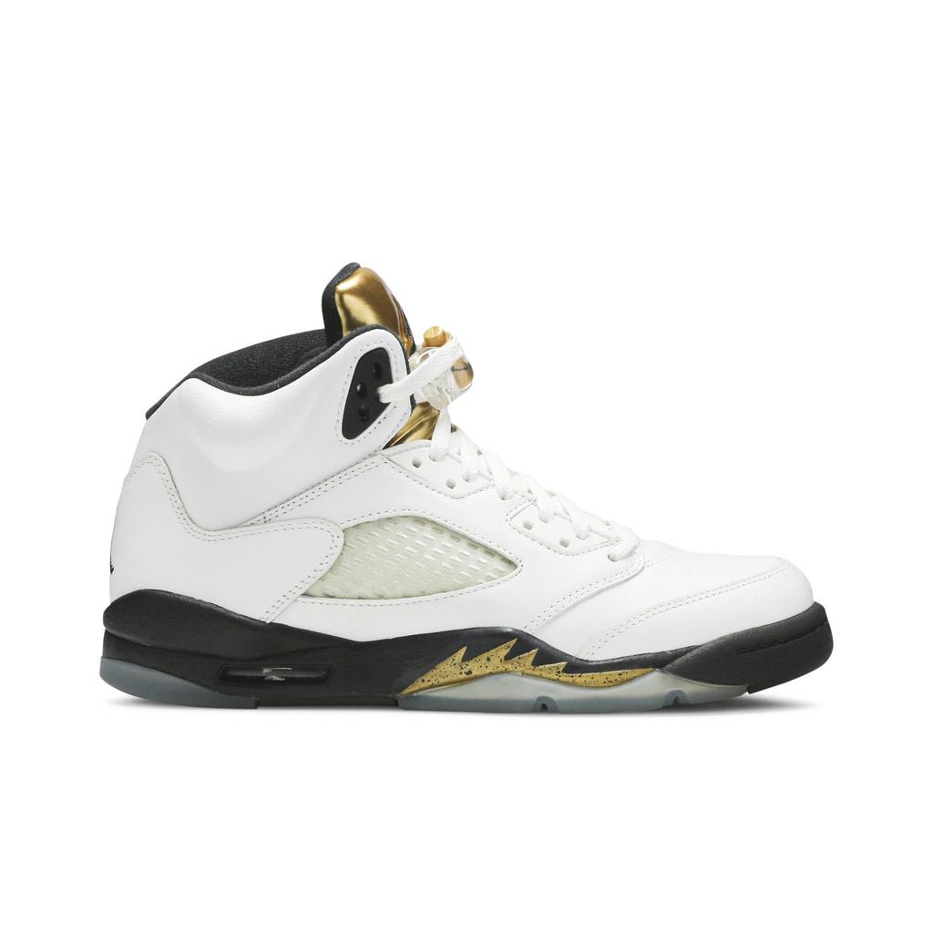 Air Jordan 5 Retro Grade School 'Olympic' (Unisex) Scarpe da Basket per Bambini Bianco / Nero-Oro Metallico Moneta 440888 133