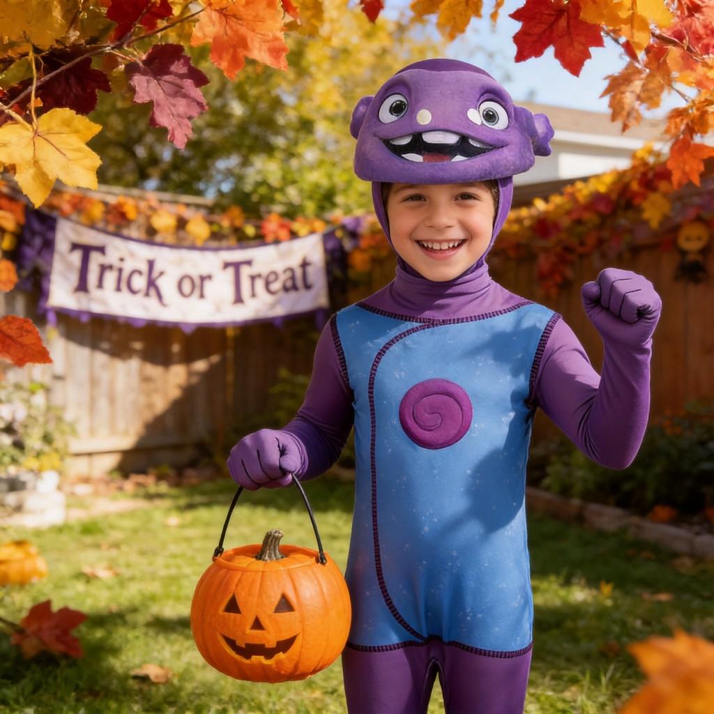 Home Oh Children Costume With Headpiece For Halloween Party And Stage Use
