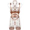 Women Latex Lingerie Erotic Leather Underwear Halter Bra And Panty Set Sexy Outfit With Chain Lady Gothic Erotic Sets