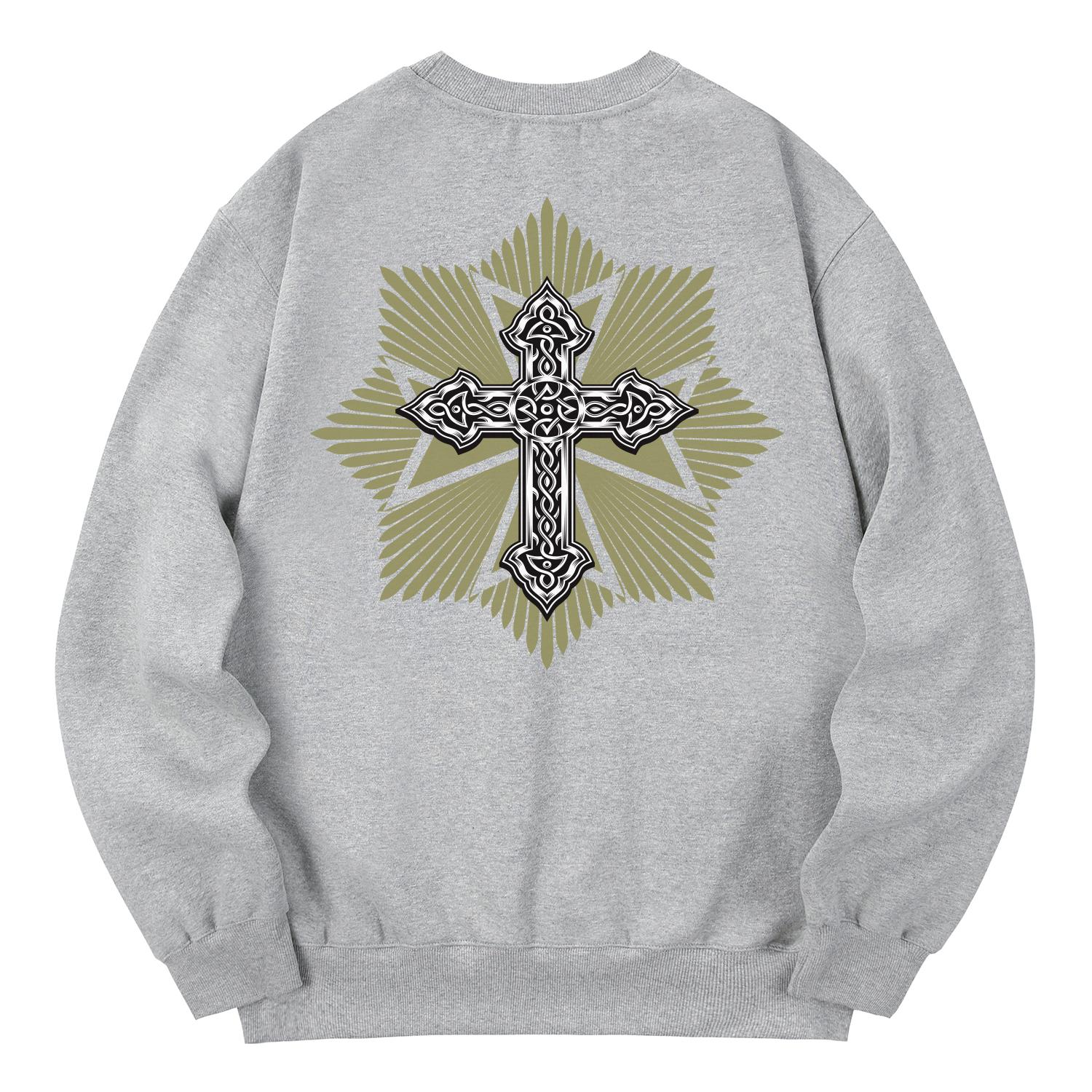 Khan 6312 Kmg0018 Толстовка с подкладкой из флиса Cross God - Серая Xl