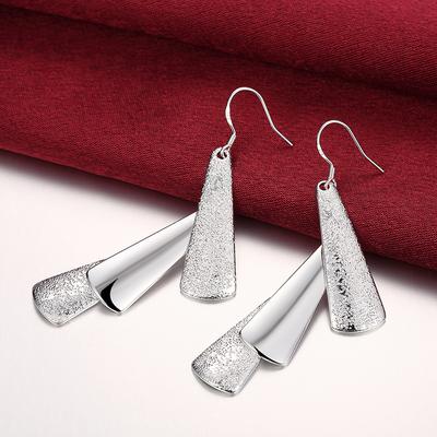 High Quality Jewelry 925 Sterling Silver Earring Fashion Woman Geometry Long Earings Gifts