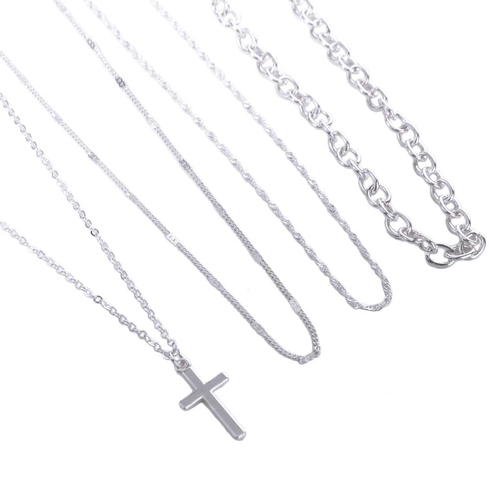 Stacked Vintage Cross Choker Thin Chain Multi Layer Prayer Necklace Jewelry Accessories