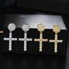 Big Cross Drop Earrings for Women Fashion Jewelry Punk Gold Color Hip Hop Zircon Earring Studs Men Ear Accessories OHE007