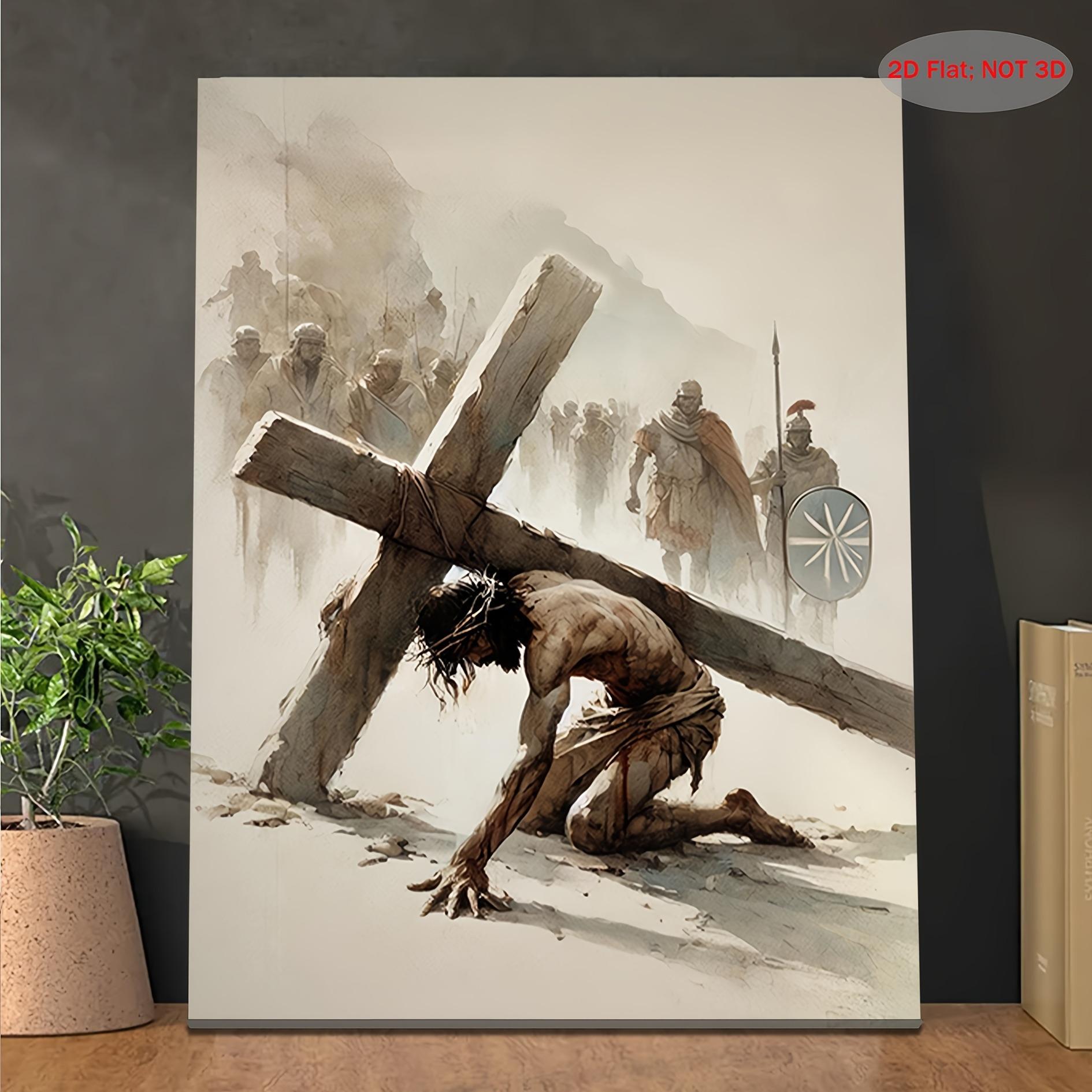 

Canvas Painting, Stations of The Cross Jesus Falls Christian Wall Art Catholic Art Modern Christian Art Passion of Christ Lenten Decor, Holiday Gift 20x30cm