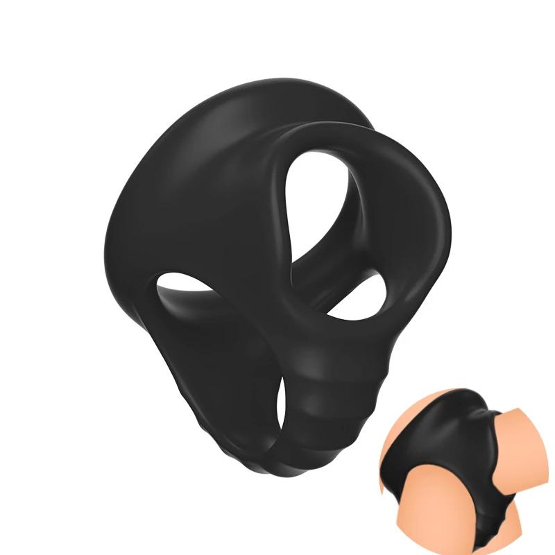 Cock Rings Silicone Ball Stretcher Delay Ejaculation TPE Penis Ring for Men Sex Toys Adjustable Semen Lock Ring SM Penis Sleeve