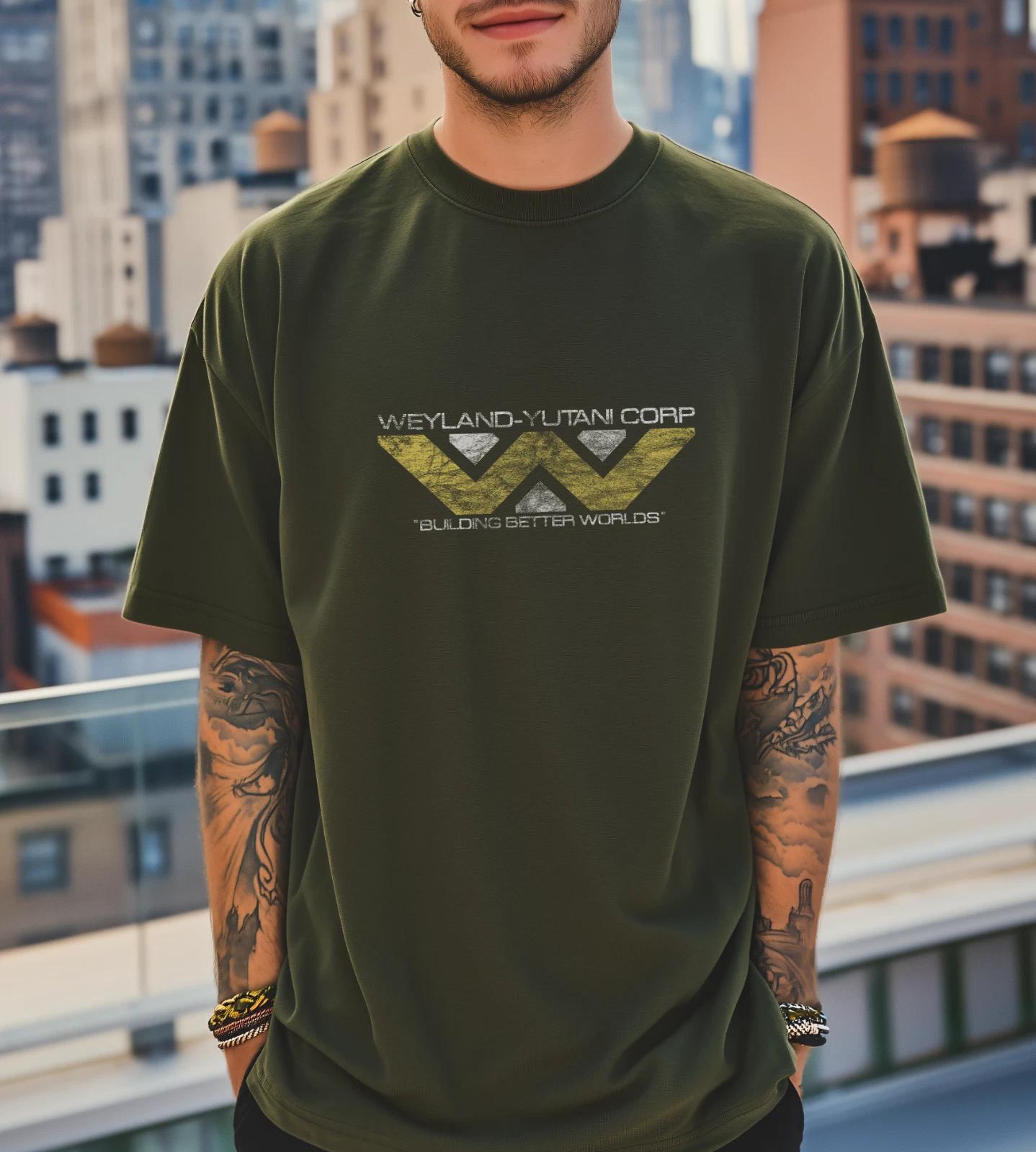 Alien T shirt - Weyland-Yutani Corp Distressed Logo, Retro Sci-Fi Vintage Tee L