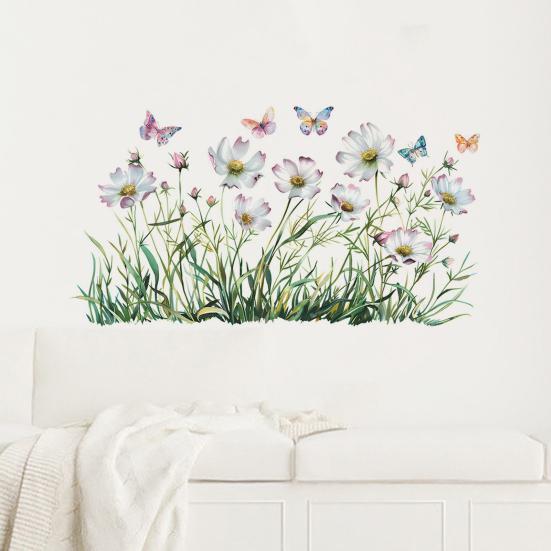 Spring Flowers Window Clings Garden Wildflower Butterflies Glass Sticker Reusable Static Decals for Living Room Home Office