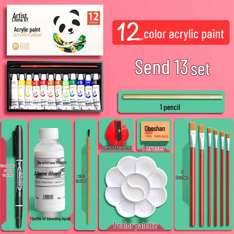 24-Color Durable Waterproof Acrylic Paint Set for Wall Art & Kids' Crafts