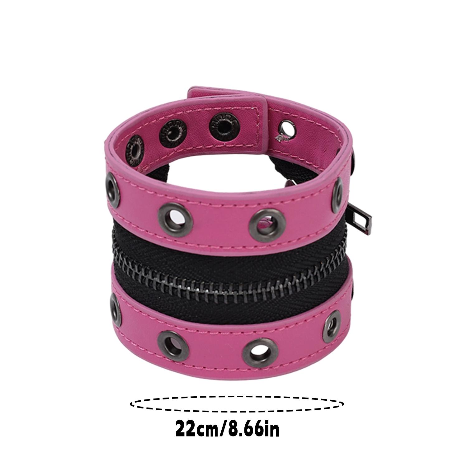 

Subcultural New Rivet Chain Punk Jewelry Leather Bracelet Bracelet Circular Hole Breathable Middle Zipper Bracelet розы красного
