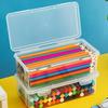 Non-Toxic 2Pcs Large Capacity Transparent Plastic Pencil Boxes Portable Tension Mount Storage Organizer For Oil Pastels Crayons