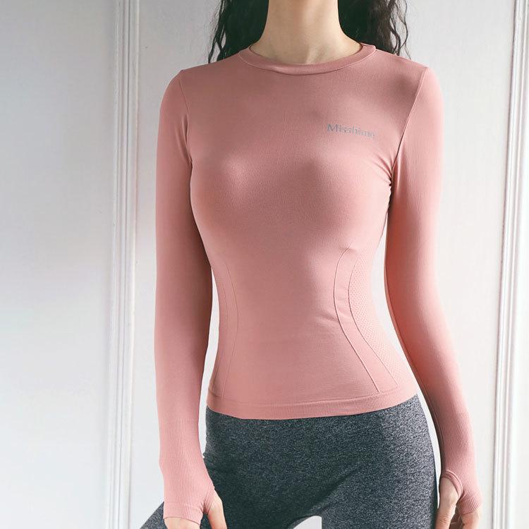 Women's Long-Sleeve Quick-Dry Yoga & Running Top - Slim Fit, Breathable, Autumn/Winter Style