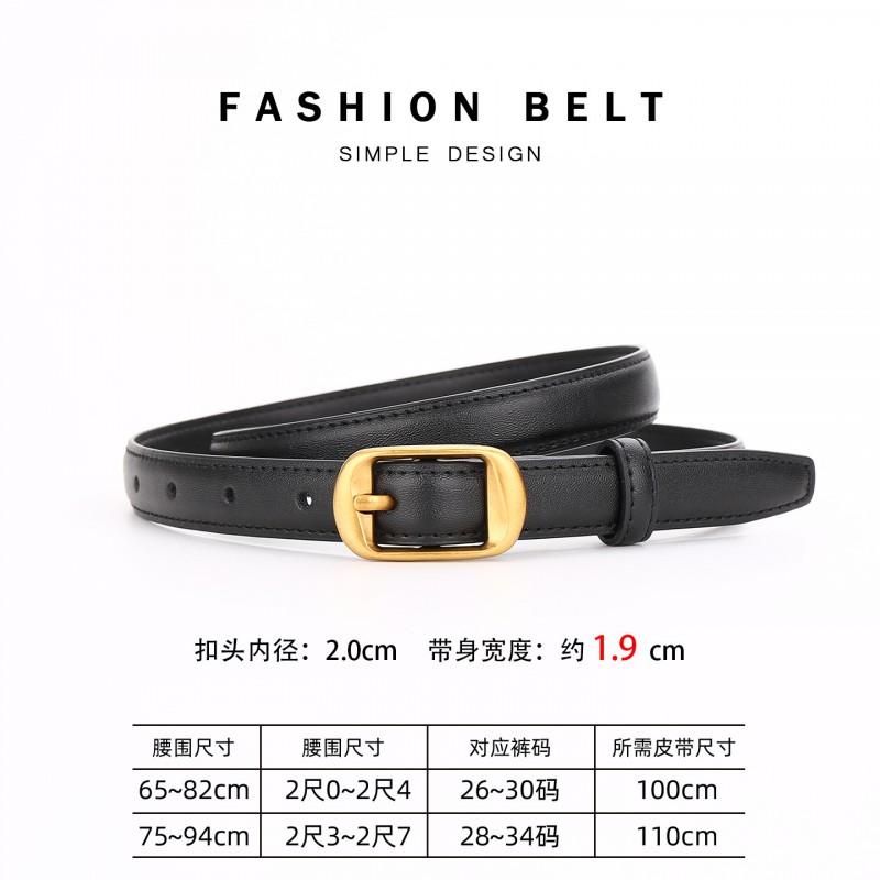 Womens Slim Genuine Leather Belt With Zinc Alloy Buckle Vintage Style Waist Accessory Casual Office Chic Outfits