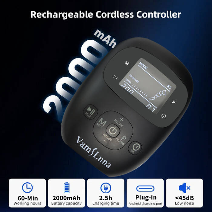 Wireless Air Compression Leg Massager with 6 Modes and 8 Intensities 360 Degree Full Leg Recovery Rechargeable 2000mAh Battery for Athletes
