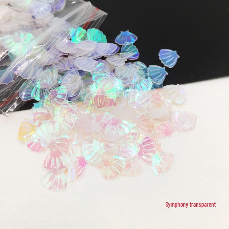 Golden Scallop Shell Nail Art Glitter - 7mm Resin Slime Decor Beads, 10g Bag