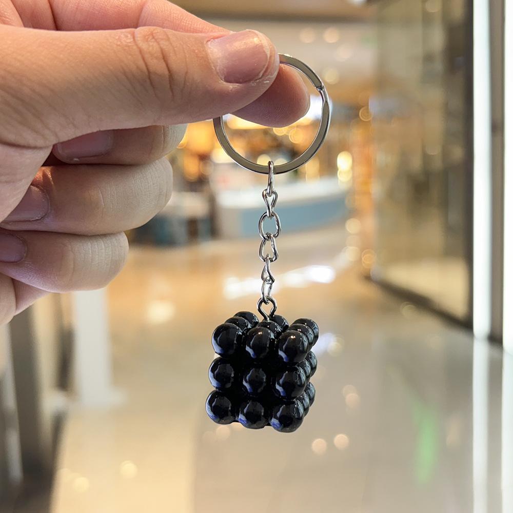 Simulation Square Candle Pendant Keychain Y2k Cartoon Bag Accessories For Women Couple Family Keychain Pendant