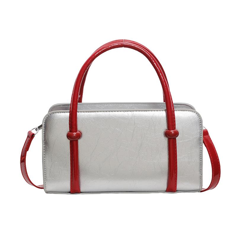 

Texture fashionable contrasting color handbag women s new fashionable simple shoulder oblique span bag small square bag tide