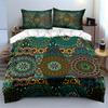 Mandala Pattern Bedding Set In Green Tones Bedding Set (1 Duvet Cover, 2 Pillowcases, Duvet Not Included)