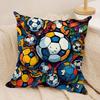 New Football Print Art Cushion Cover Silky Short Plush Invisible Zipper Dustproof Sofa Pillow Case For Home Decor