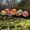 Sparkling Stripe Reflective Garden Pinwheels Rainbow Color Colorful Film Bird Repellents Rotating Ball With Stakes