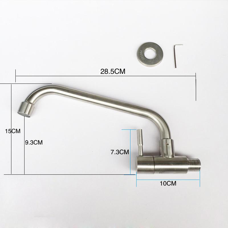 Baterie de bucătărie din oțel inoxidabil 304 Baterie pentru chiuvetă montată pe perete Baterie rotativă cu un singur orificiu Baterie cu apă rece Baterie pentru chiuvetă