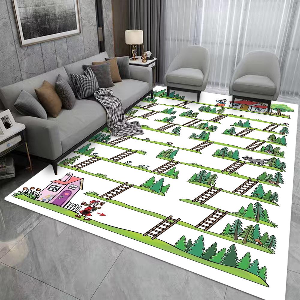 Kids Cartoon Maze Play Mat Interactive Labyrinth Design Educational Rug Children Bedroom Playroom  Kids Play Reading Area Rug
