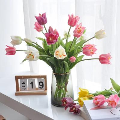Artificial Flowers 3Heads Latex Tulip Bouquet Wedding Decor Real Touch Tulips Home Living Room Ornaments Party Decoration Floral