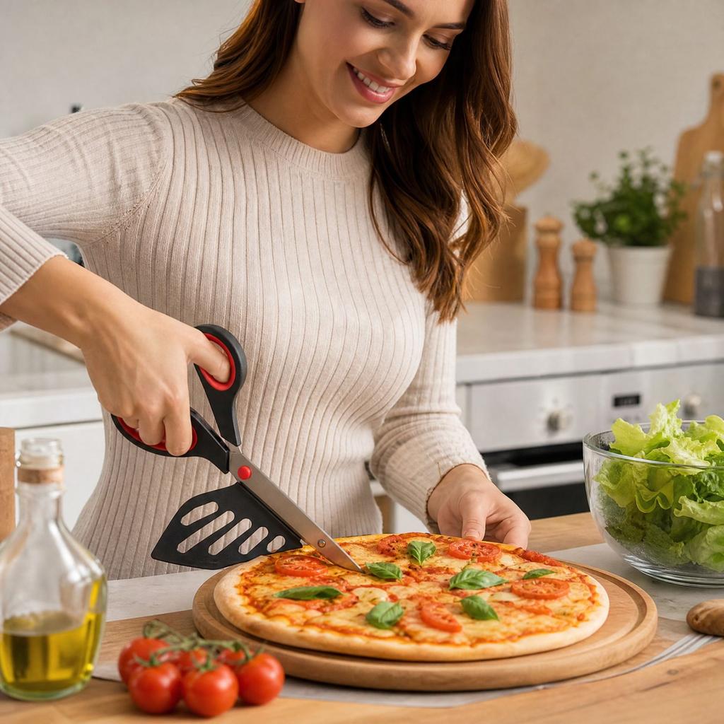 Pizzaschere 420 Edelstahl Abnehmbar 2-in-1 Küchenschere für den Heimgebrauch