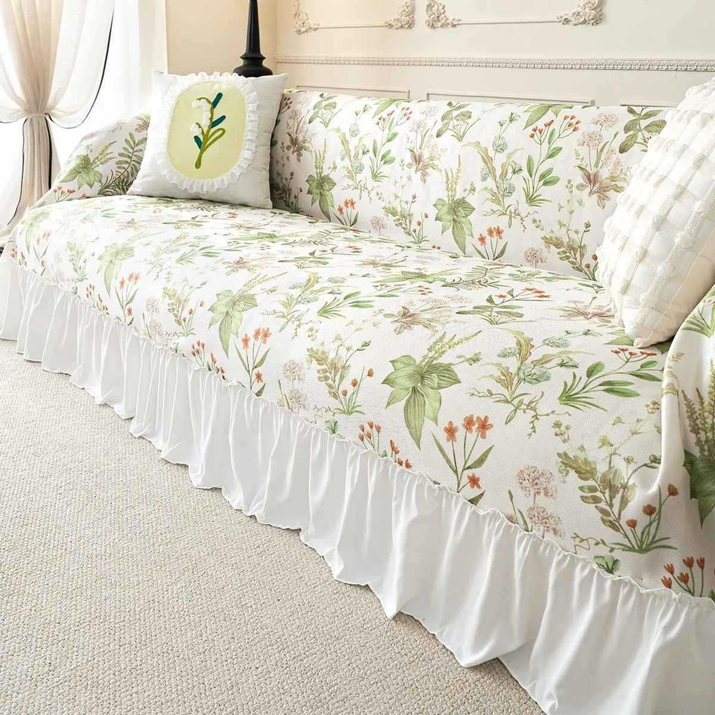 2025 new summer sofa towel ins pastoral anti-cat scratch non-slip sofa cover all-inclusive one whole cover