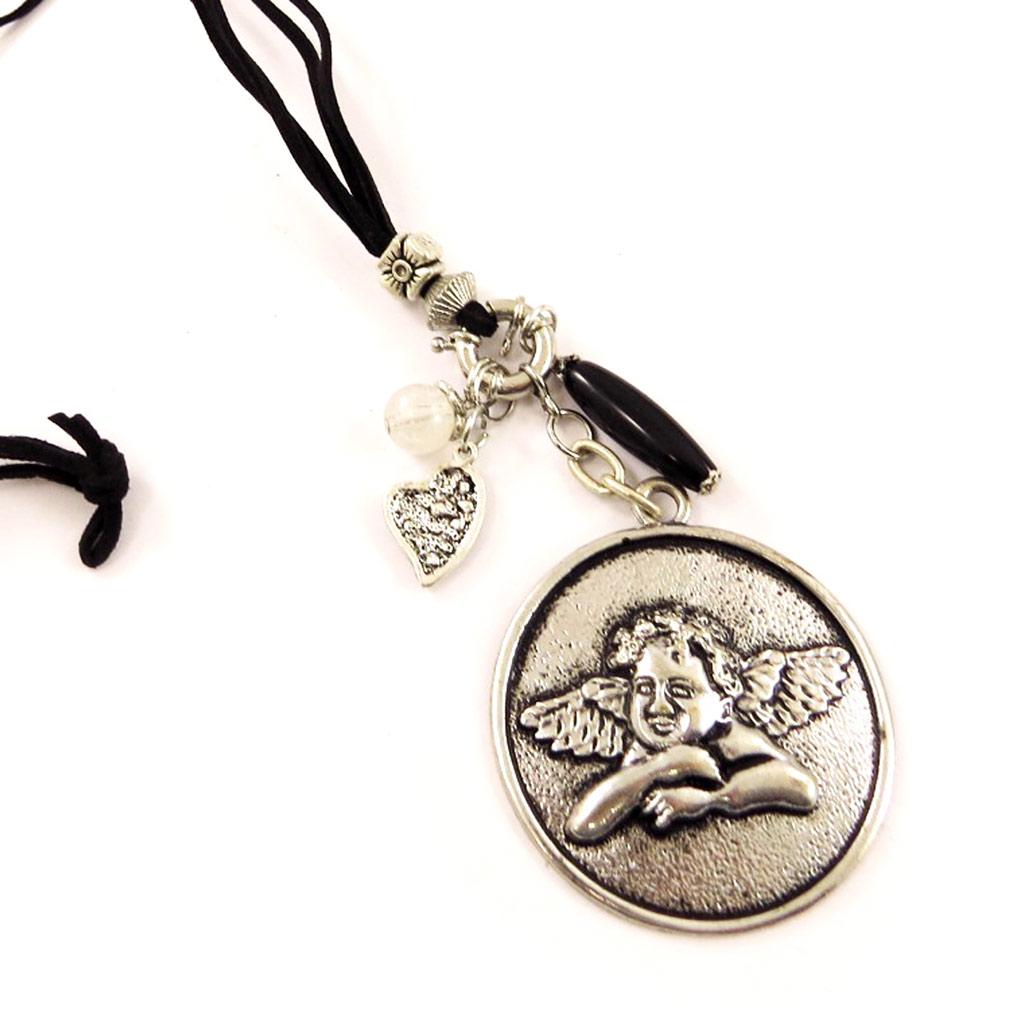 Les Trésors De Lily [C6129] - Silver Brown 'Life of Angels' Designer Necklace