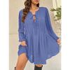 Loose Plus Size Solid V Neck Long Sleeve Casual Dress