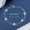 S925 Sterling Silver Double Layer Sugar Bracelet - Korean Style, High-End Design, Zircon Sparkling Versatile Jewelry.