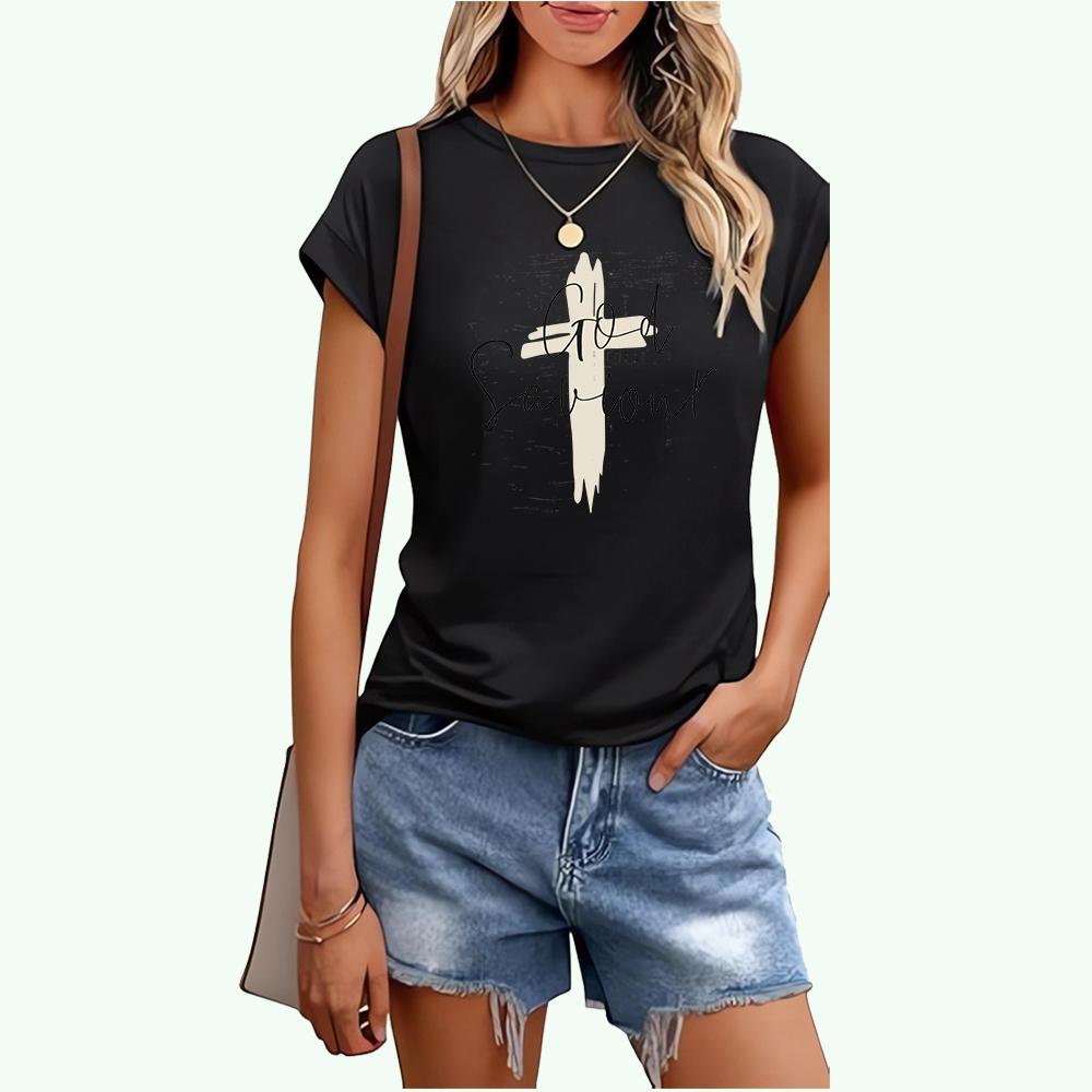 Damenmode Kurzarm T-Shirt Frühling&Sommer Lässig Floral Bedrucktes Top Damen Rundhals T-Shirt