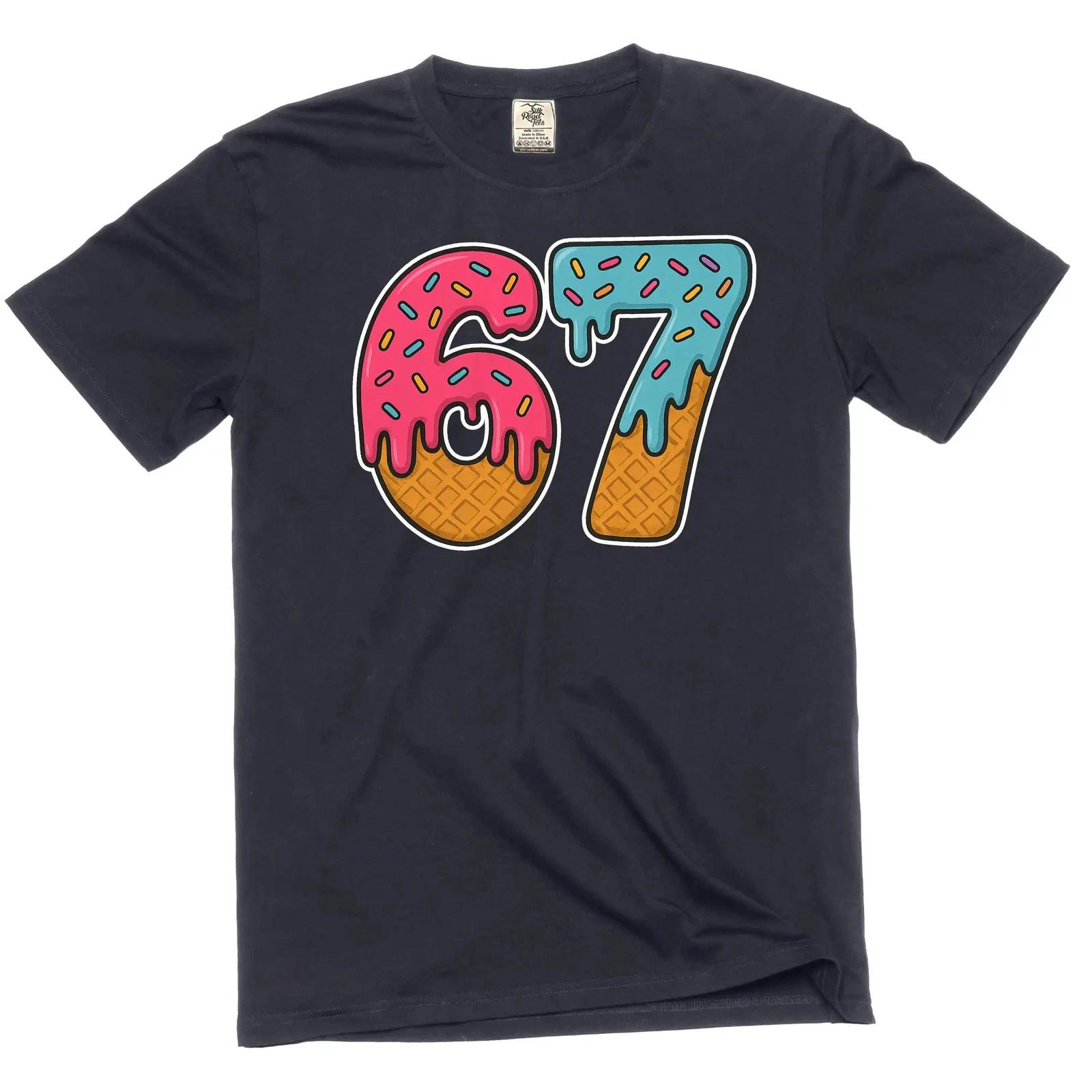 67 icecream funny t-shirt viral social media meme Six Seven Gen Alpha Slang Tee S