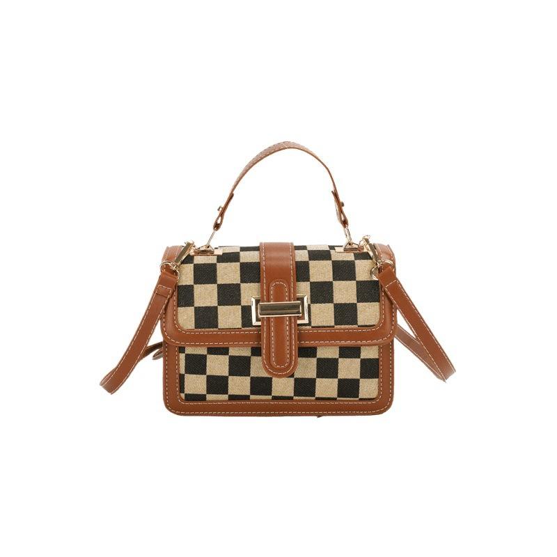 Autumn new popular bag women's checkerboard fashion texture shoulder messenger bag versatile fashion small square bag