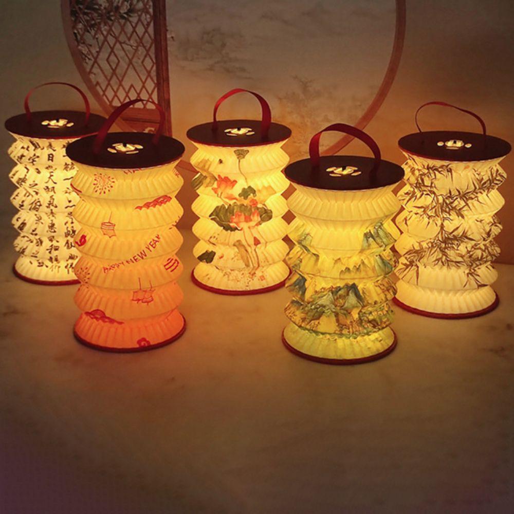 Hanging Chinese Paper Lantern Projected Handheld Lanterns Decorative Flower Lamp  Spring Festival