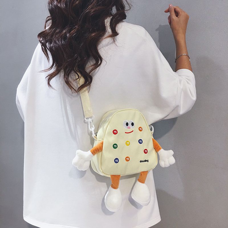 

Cute Mini Canvas Bag Female 2025 New Arrival Casual Niche Style Phone Crossbody Small Bag Girl Children Cartoon Bag Light yellow
