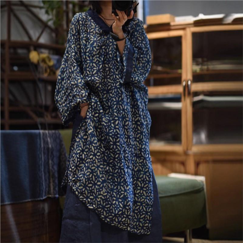 

Johnature Женское винтажное платье с цветочным принтом, V-образным вырезом и длинным рукавом, осеннее, высокого качества, свободного кроя One Size