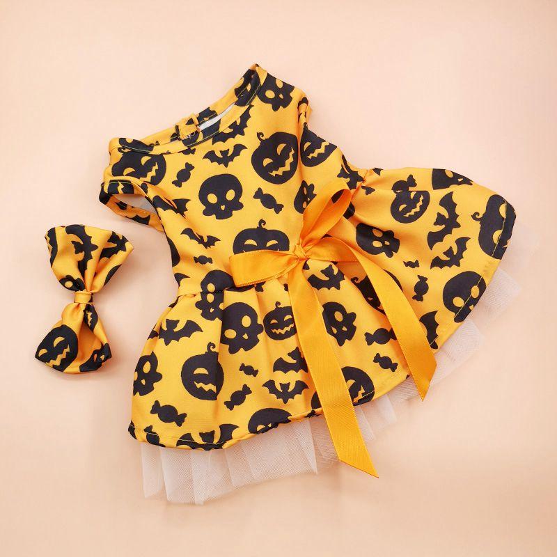 Halloween Pet Dog Dress For Small Medium Dogs Cosplay Costume Pet Dresses Fashion Bow Cat Princess Skirt Chiahuahua Dog Clothes