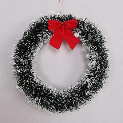 35CM Christmas Garland with Bow Christmas Vine Ring Wreath Decoration Christmas Window Decoration